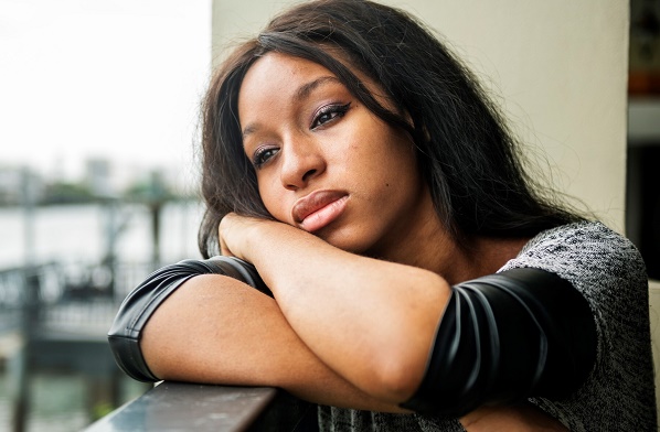 African American Depressive Sad Broken Heart Concept